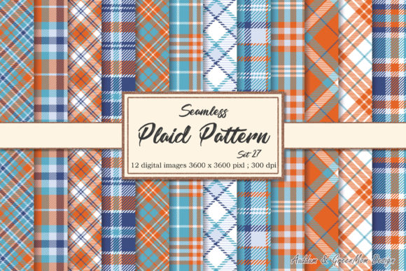 Download Blue Orange Plaid Digital Paper - Blue orange plaid Collection