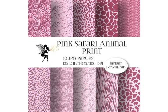 Download Pink Safari Animal Print Digital Papers - Animal Collection