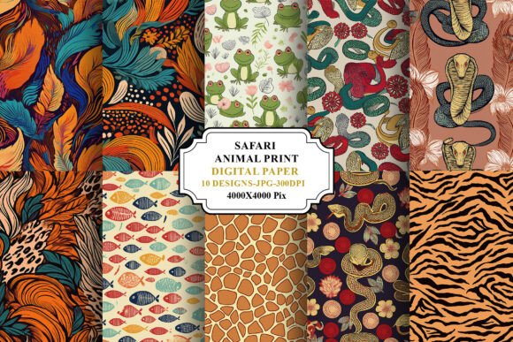Download Safari Animal Print Digital Paper Bundle - Animal Collection
