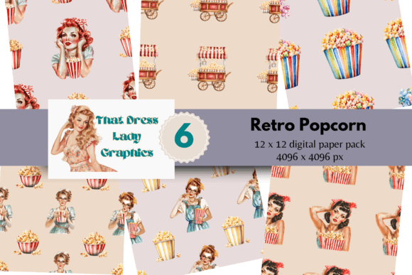 Download Seamless Retro Popcorn Papers PNG - Premium Resources