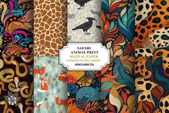 Download Safari Animal Print Digital Paper Bundle - Animal Collection