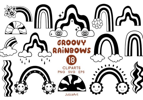 Download Retro Rainbow Clipart, Blaco Rainbow Svg - Retro rainbow Collection