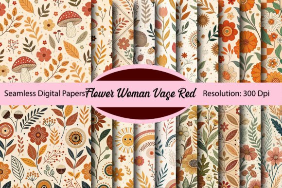Download Flower Woman Vase Red Digital Paper - Red digital paper Collection