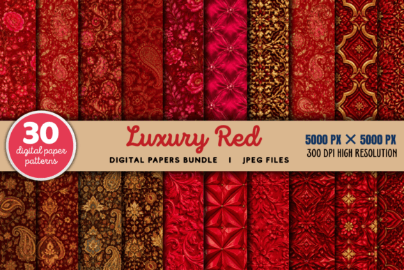 Download Luxury Red Digital Paper Red Bundle - Red digital paper Collection