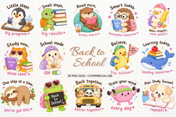 Download Kawaii Animal Back to School Clipart PNG - Animal Collection
