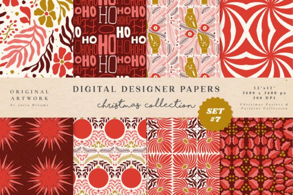Download Christmas Red Digital Paper Set - Premium Resources