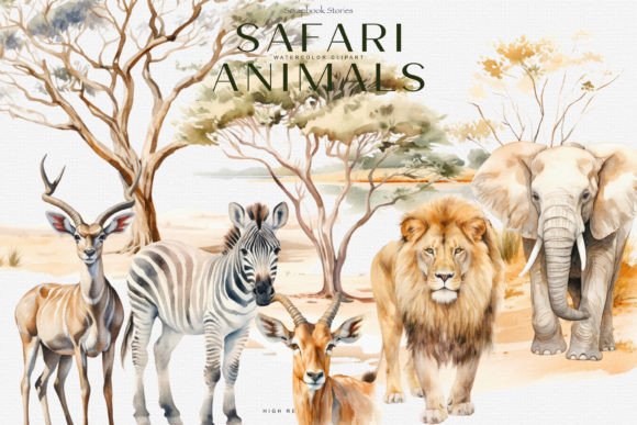 Download Watercolor Safari Animals Clipart Set - Animal Collection