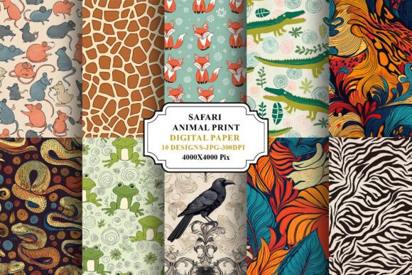 Download Safari Animal Print Digital Paper Bundle - Animal Collection