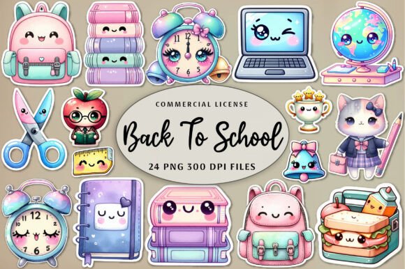 Download Kawaii Back to School Clipart Bundle - Back to school clipart Collection