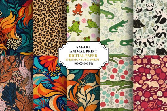 Download Safari Animal Print Digital Paper Bundle - Animal Collection