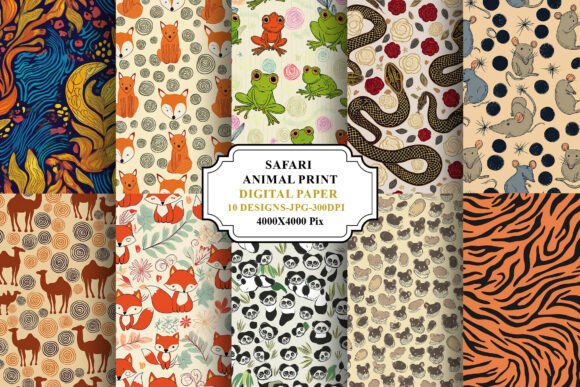 Download Safari Animal Print Digital Paper Bundle - Animal Collection